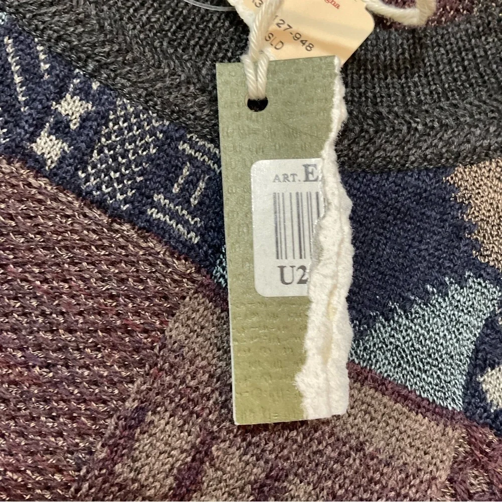 ERMENEGILDO Zegna NWT Multi Pattern Wool CottonSweater size L - 52 Made in Italy